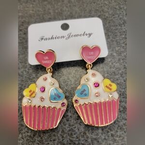 Colorful Cupcake Heart Earrings
